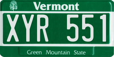 VT license plate XYR551