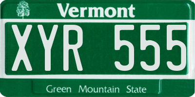 VT license plate XYR555