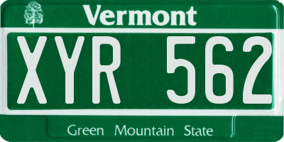 VT license plate XYR562