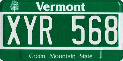 VT license plate XYR568