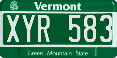 VT license plate XYR583
