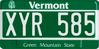 VT license plate XYR585