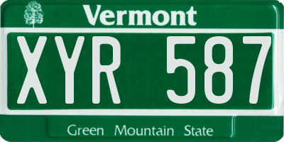 VT license plate XYR587