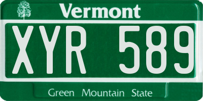 VT license plate XYR589