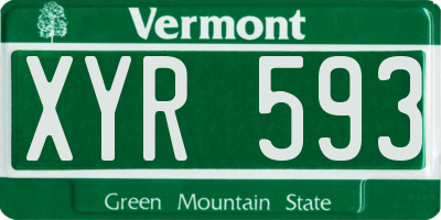 VT license plate XYR593