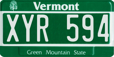 VT license plate XYR594