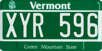 VT license plate XYR596