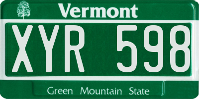 VT license plate XYR598