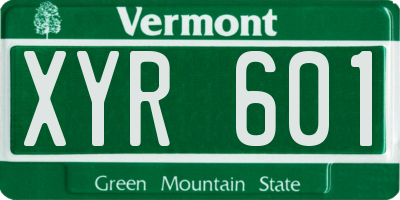 VT license plate XYR601