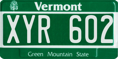 VT license plate XYR602