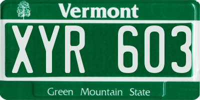 VT license plate XYR603