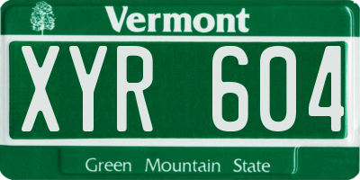 VT license plate XYR604