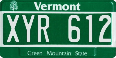 VT license plate XYR612