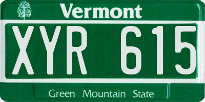VT license plate XYR615