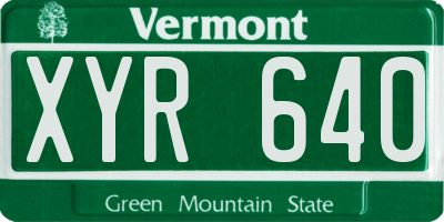 VT license plate XYR640