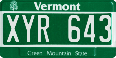 VT license plate XYR643