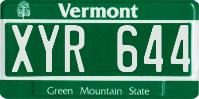 VT license plate XYR644