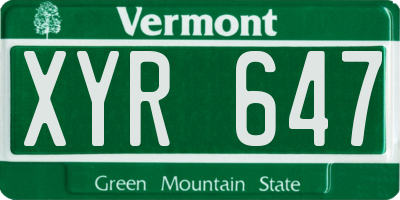 VT license plate XYR647