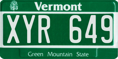 VT license plate XYR649