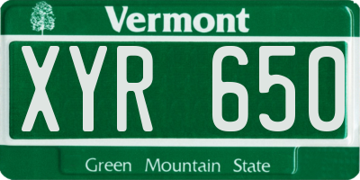 VT license plate XYR650