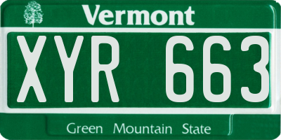 VT license plate XYR663