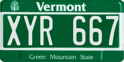 VT license plate XYR667