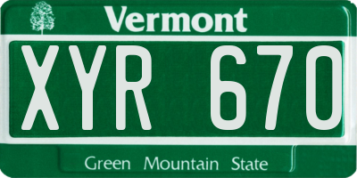 VT license plate XYR670