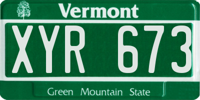 VT license plate XYR673
