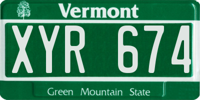 VT license plate XYR674