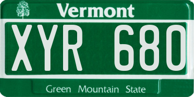 VT license plate XYR680