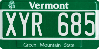 VT license plate XYR685
