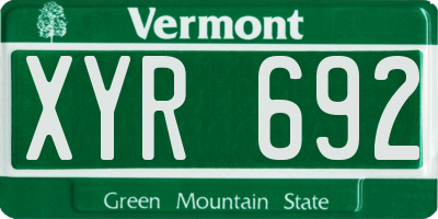 VT license plate XYR692