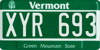 VT license plate XYR693