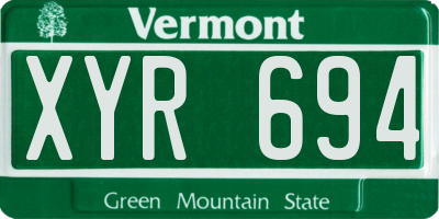 VT license plate XYR694