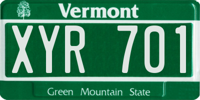 VT license plate XYR701
