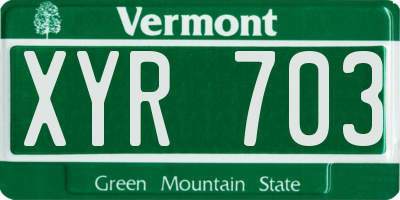 VT license plate XYR703