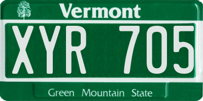 VT license plate XYR705