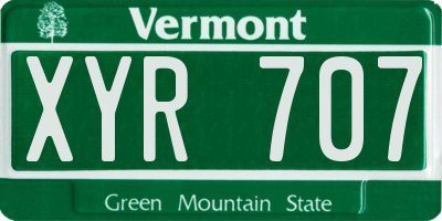 VT license plate XYR707