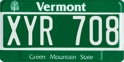 VT license plate XYR708