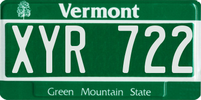 VT license plate XYR722