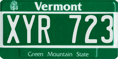 VT license plate XYR723