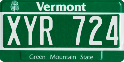 VT license plate XYR724