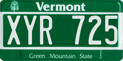 VT license plate XYR725