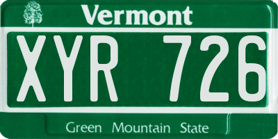 VT license plate XYR726