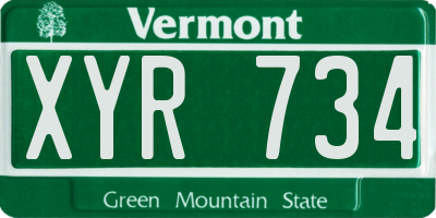 VT license plate XYR734