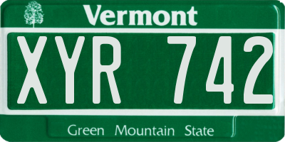 VT license plate XYR742