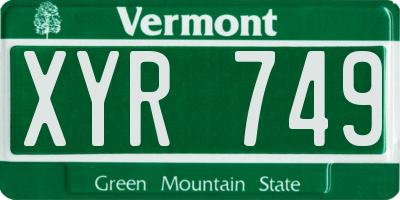 VT license plate XYR749
