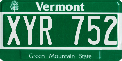 VT license plate XYR752
