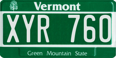 VT license plate XYR760