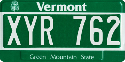 VT license plate XYR762